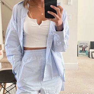 Blue button down and boxer set. Size XS.